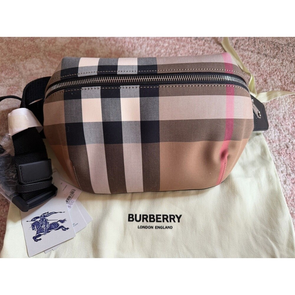 ⁠NWT Burberry Medium Sonny Bum Bag Belt Bag Taupe Brown adjustable strap